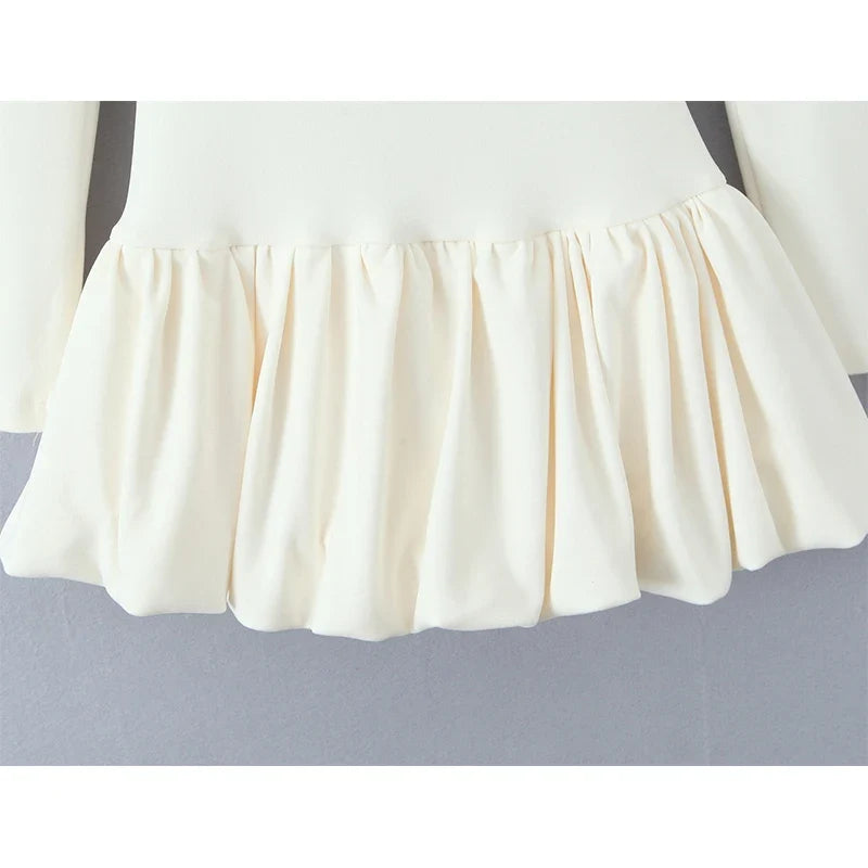 Sexy Sweet Girl Long Sleeve Square Neck Bud Mini Dresses