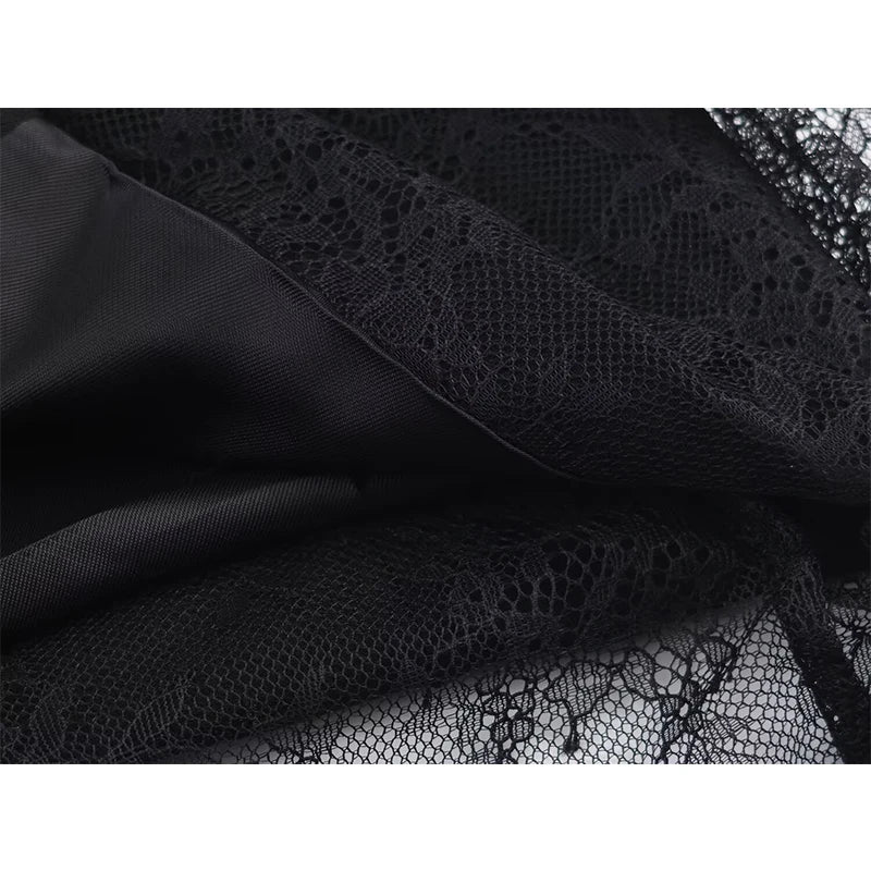Lace Trim Black Blazer Dresses