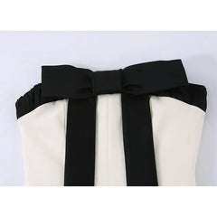Contrast Bow Strapless Dresses