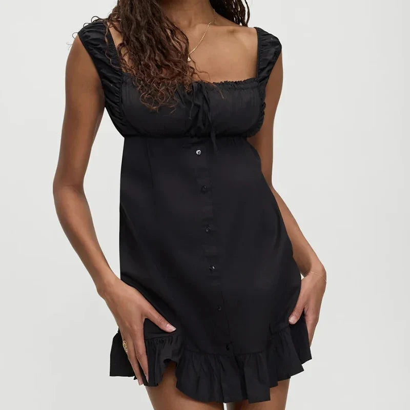 Black White Cotton Sleeveless Dresses
