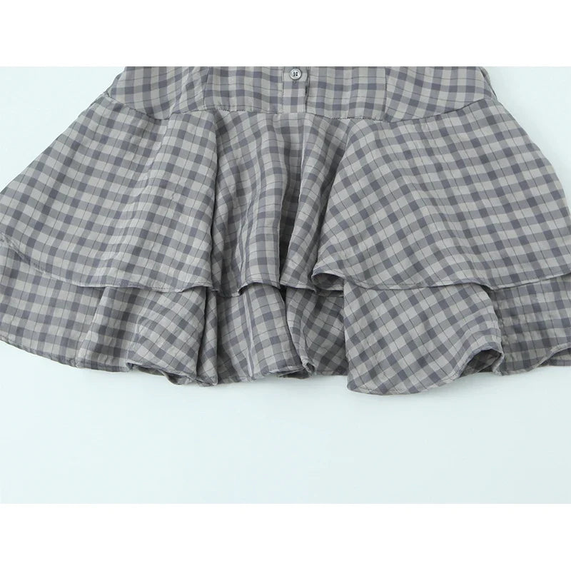 Plaid Ruffled Short Dresses