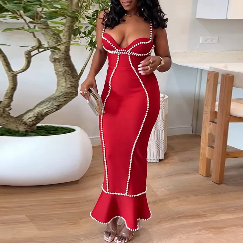 Lady Elegant Sleeveless Wrap Hip Mermaid Dresses