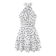 Summer Polka Dot Halter Mini Dresses