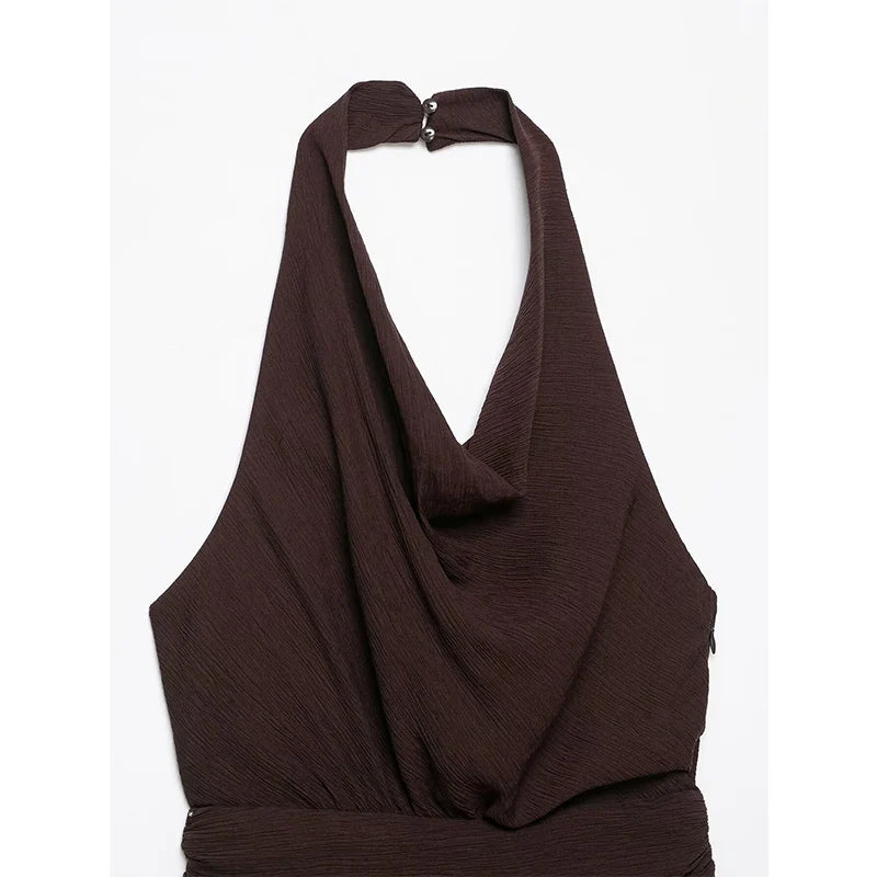 Brown Halter Mini Dresses