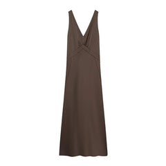 Wide Straps V Neck Satin Long Dresses
