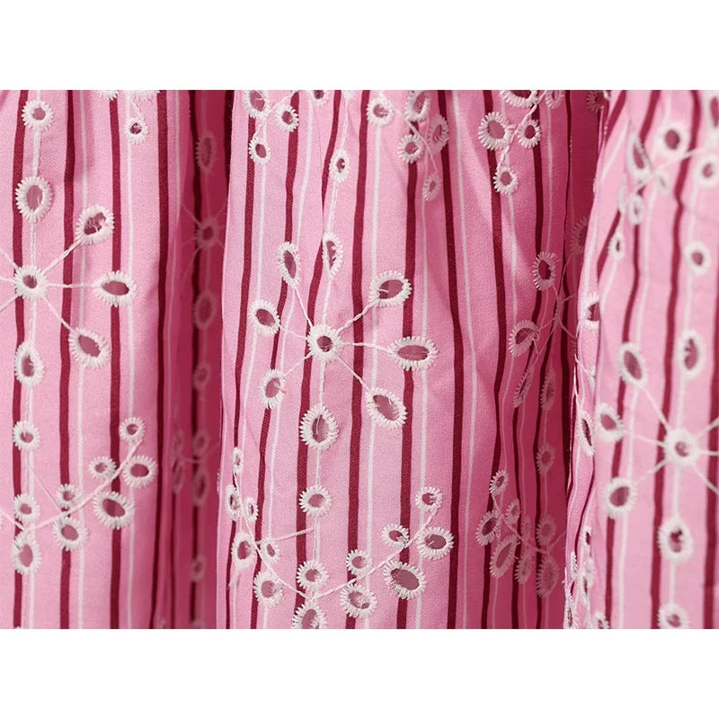 Pink Striped Midi Dresses