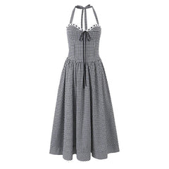 Plaid Halter Midi Dresses