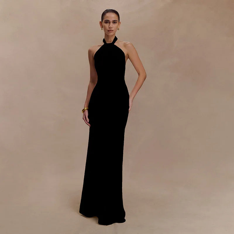 Hanging Neck Sleeveless Waist Slimming Dresses