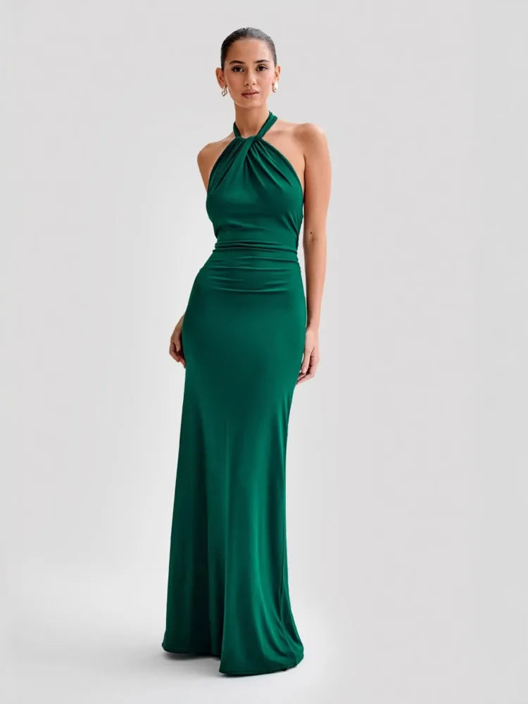 Hanging Neck Sleeveless Waist Slimming Dresses
