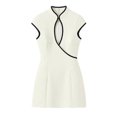White Cheongsam Inspired Mini Dresses