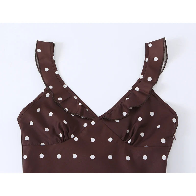 Brown Polka Dot Mini Dresses