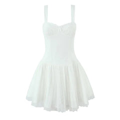 French Sweet Mesh Sling Mini Dresses