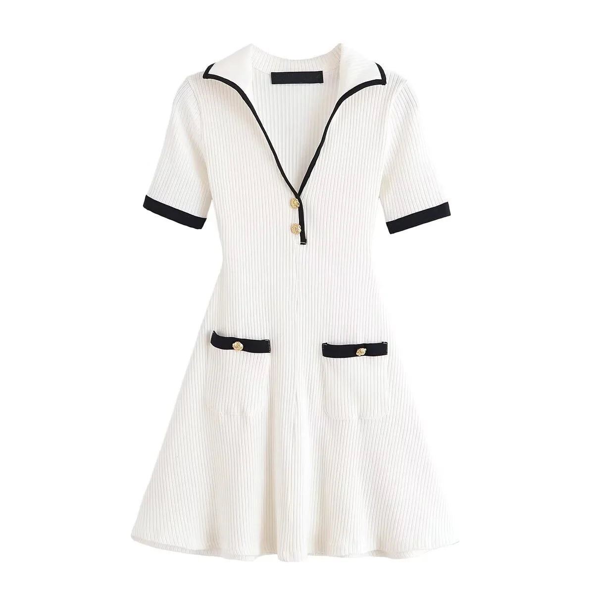 Black White Ribbed Dresses