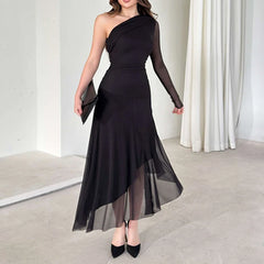 Sexy Slanted Neck High Waist Dresses