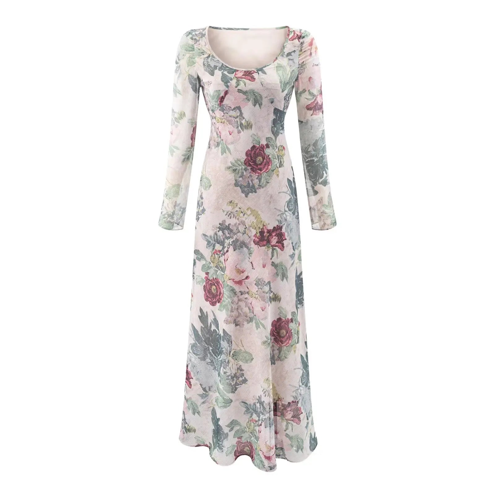 Floral Print Long Sleeve Maxi Dresses