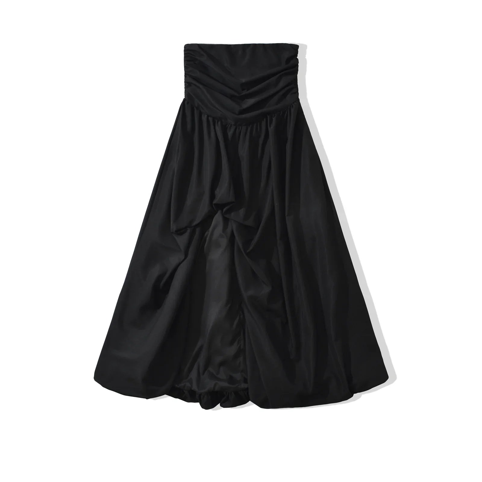 Black Yellow Hem Sexy High Slit Strapless Dresses