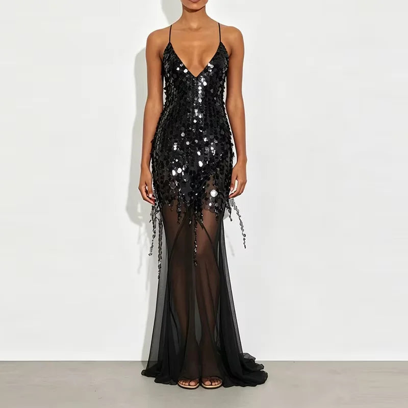 Unique Sequin Camisole Beach Dresses