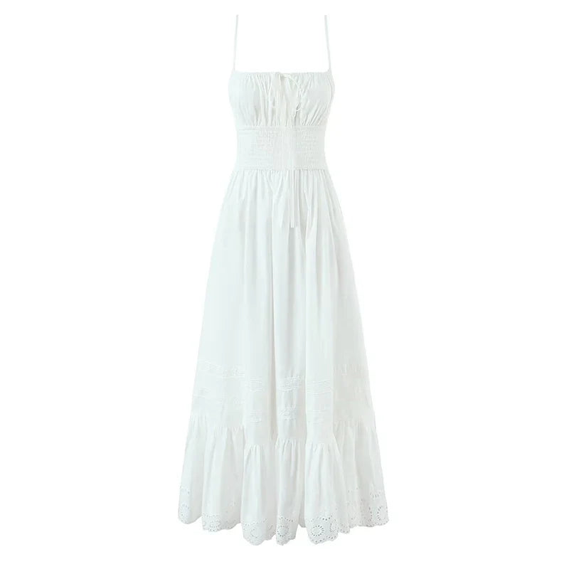 Sexy Spaghetti Straps Blue White Summer Holiday Dresses