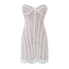 Lace Strapless Corset Mini Dresses