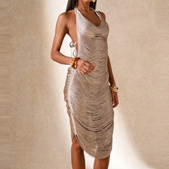 Temperament Slim Fit Prom Dresses Hanging Neck Hollow Tassel Long Dresses