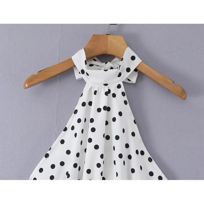 Summer Polka Dot Halter Mini Dresses