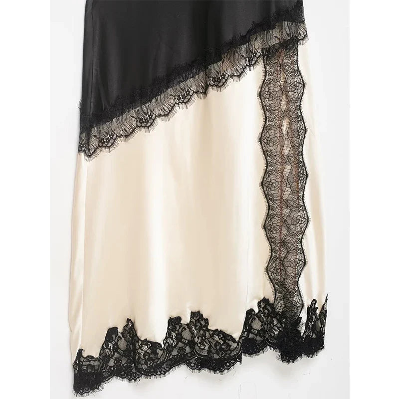 French Retro Lace Trim Sling Dresses