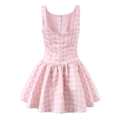 Sexy Backless Plaid Tank Dresses