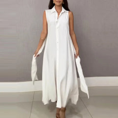 Office Ladies Lapel High Waist Long Dresses