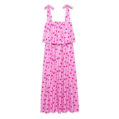 Pink Polka Dot Midi Dresses