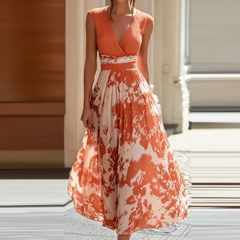 Ladies Elegant Cocktail Party Dresses Sexy V Neck Sleeveless Slim Fit Commuter Dresses