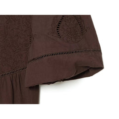 Brown Embroidered Mini Dresses