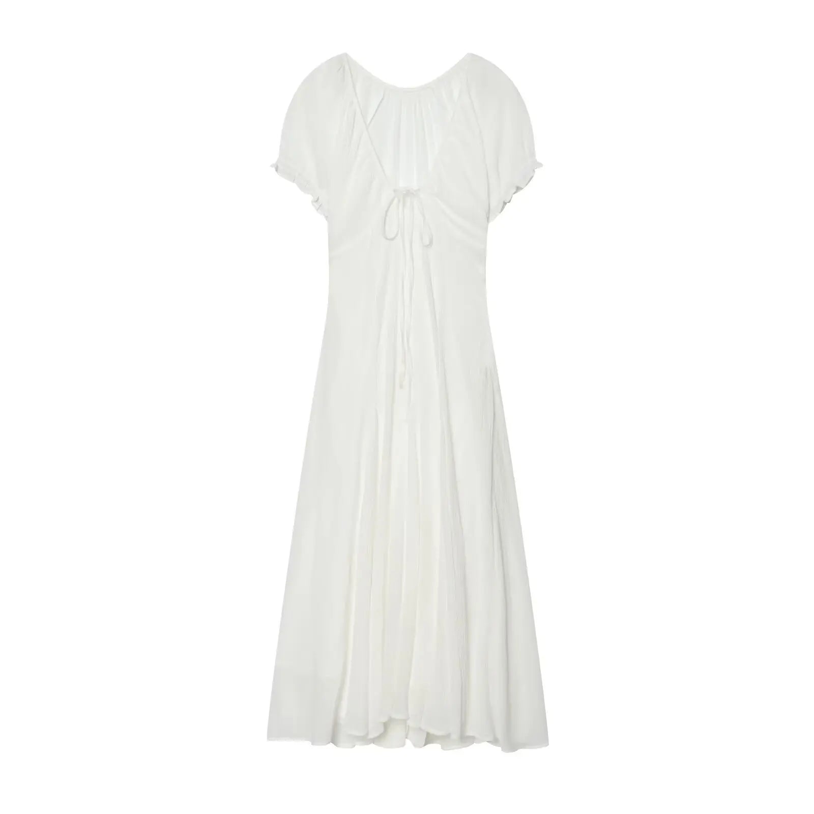 Brown V Neck Short Sleeve Dresses