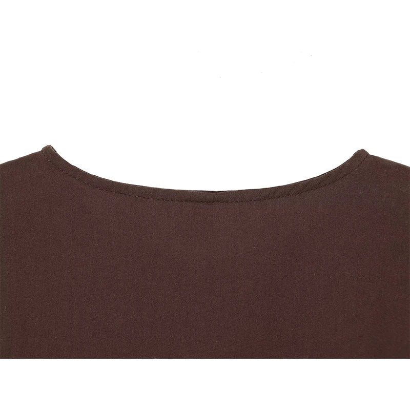 Brown Embroidered Mini Dresses