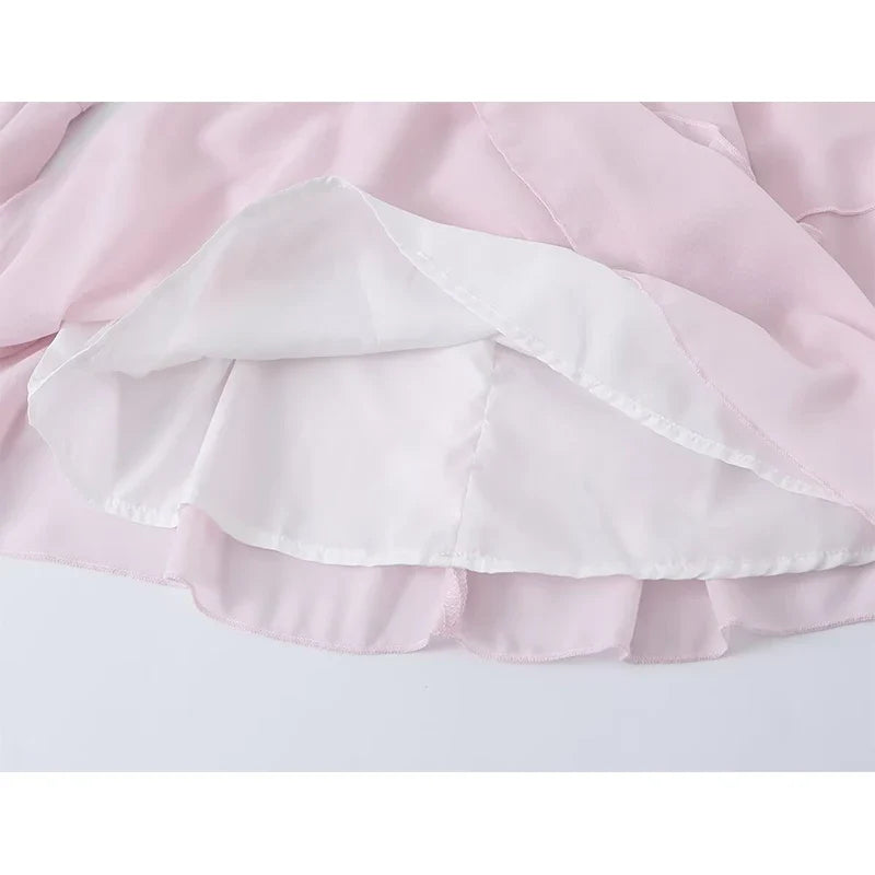 Pink Chiffon Mini Dresses
