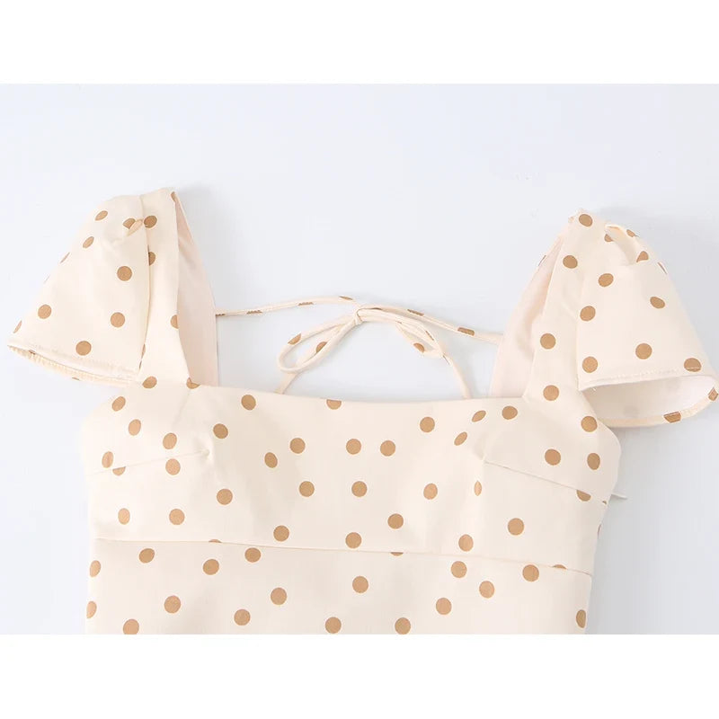 Polka Dot Backless Bow Decoration Mini Dresses