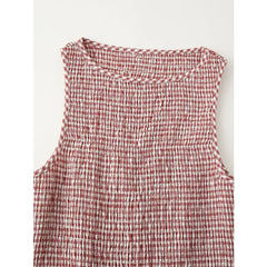 Summer O Neck Sleeveless Vintage Casual Plaid Dresses Fit And Flare Summer Midi Long Dresses Female Vestidos