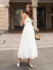 Fashionable Simple Sleeveless Pleated Waist Dresses