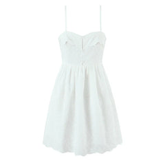 Sexy Backless Floral Embroidery White Sling Mini Dresses