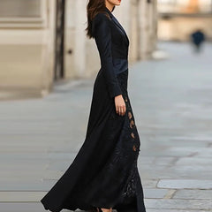 Lace Patchwork Slim Fit Party Suit Elegant Solid Formal Occasion Outfit Autumn Lapel Button Top and Skirt Two Piece Set