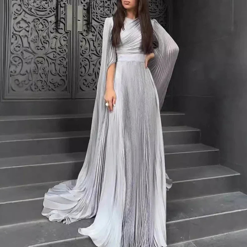 Elegant Solid Color Pleated Robe Dresses