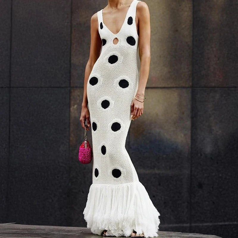 Summer Contrast Color Tassel Dresses