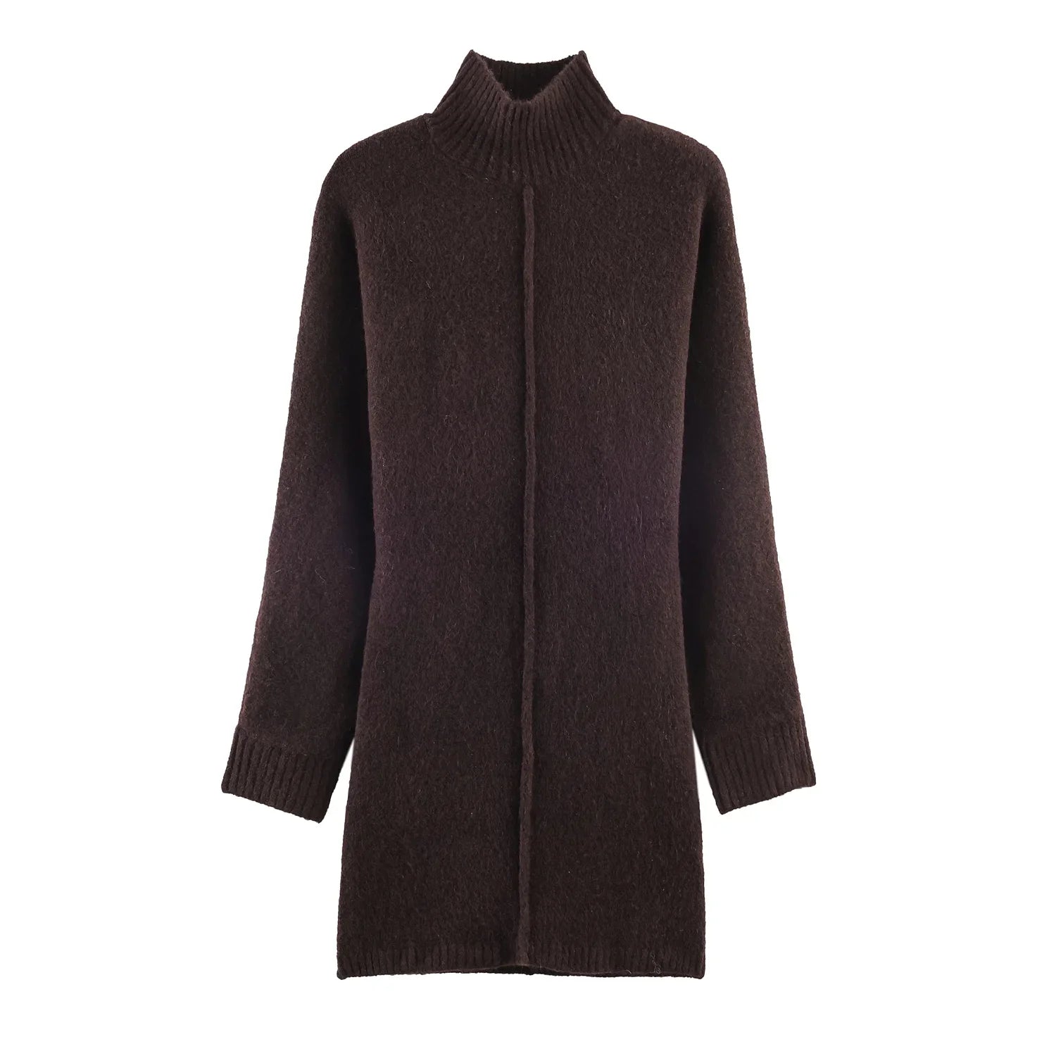 Winter Long Sleeve Turtleneck Soft Knitted Short Dresses