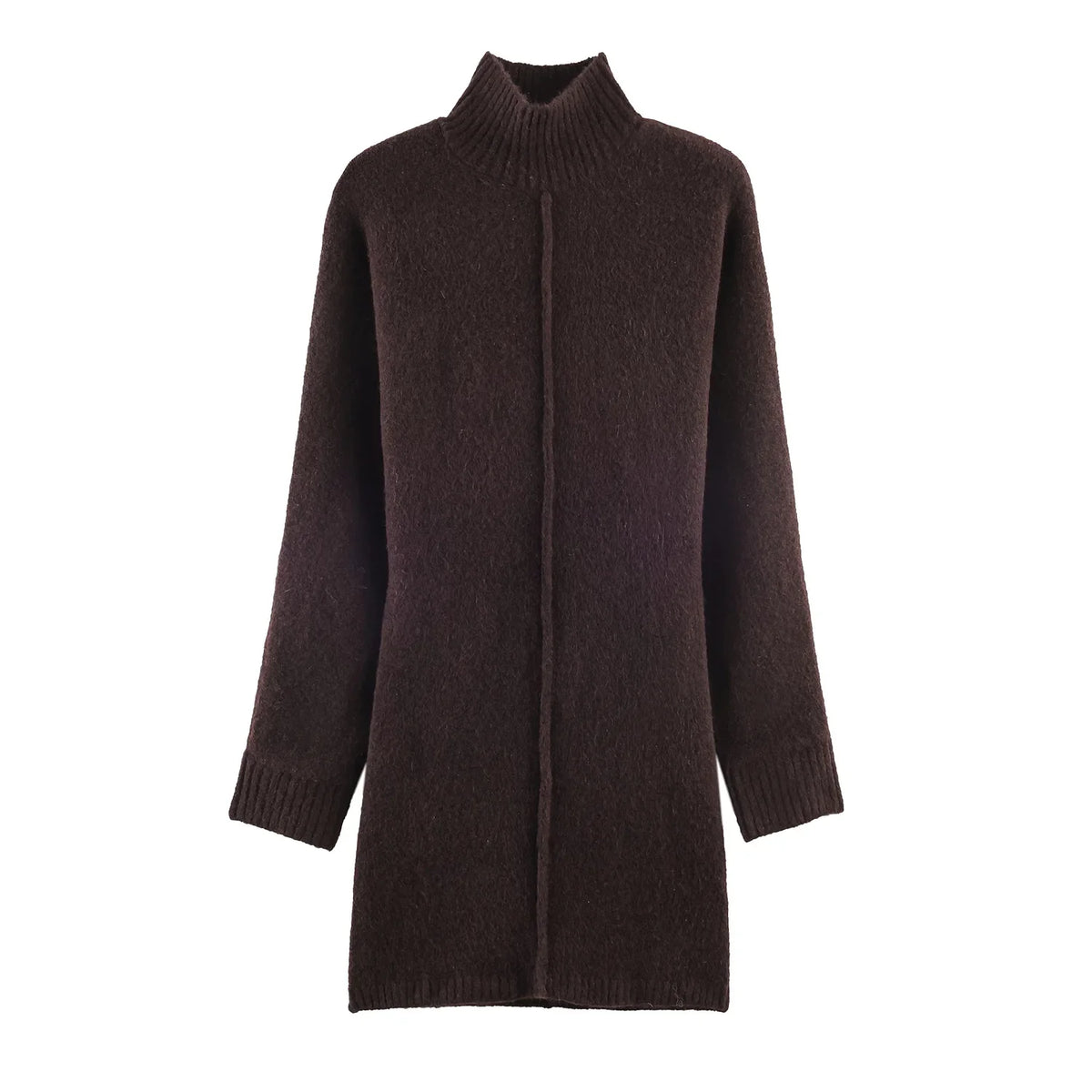 Winter Long Sleeve Turtleneck Soft Knitted Short Dresses