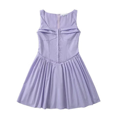 Summer Elegant Party Dresses Arrival Solid Hem Pleated A-line Birthday Dresses