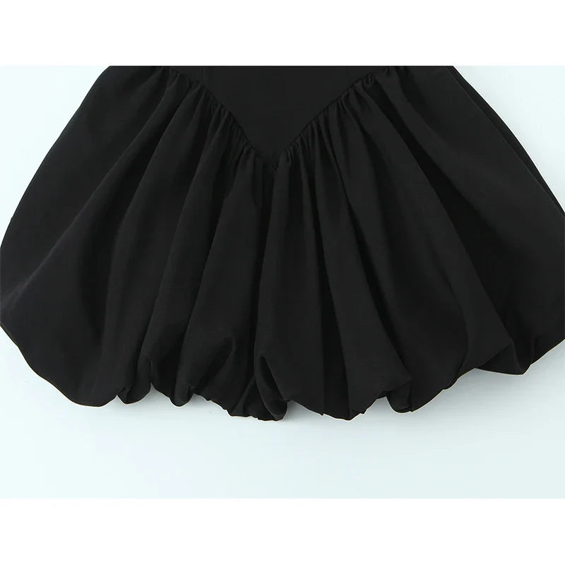 O Neck Sleeveless Balloon Effect Short Dresses