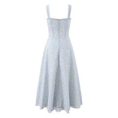 Elegant Floral Print Corset Midi Dresses