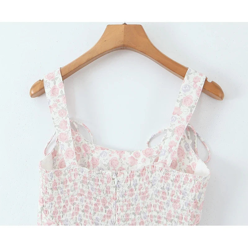 Sweet Elegant O Neck Sleeveless Lace Spliced Floral Print Dresses