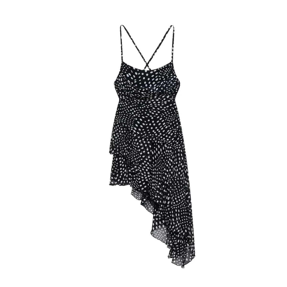 Sling Draped Polka Dot Dresses