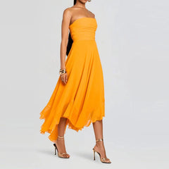 Elegant Strapless Ruffles Evening Dresses