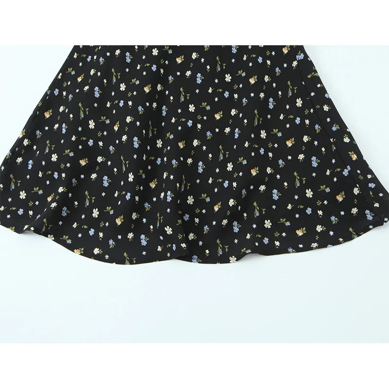 Summer Black Floral Halter Dresses